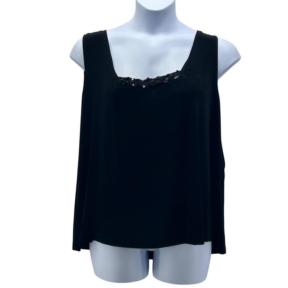 Slinky Brand Embellished Tank Top‎ Black 3X